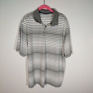 Nike Golf Tour Performance Grey/White Stripe Dri-Fit Men's Polo Size XL